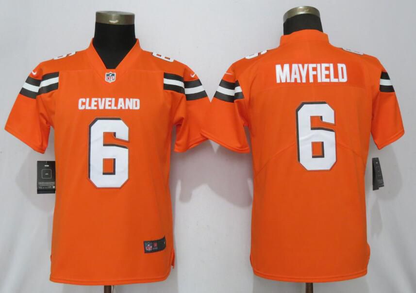 Women Cleveland Browns #6 Mayfield Orange Nike Vapor Untouchable Player NFL Jerseys